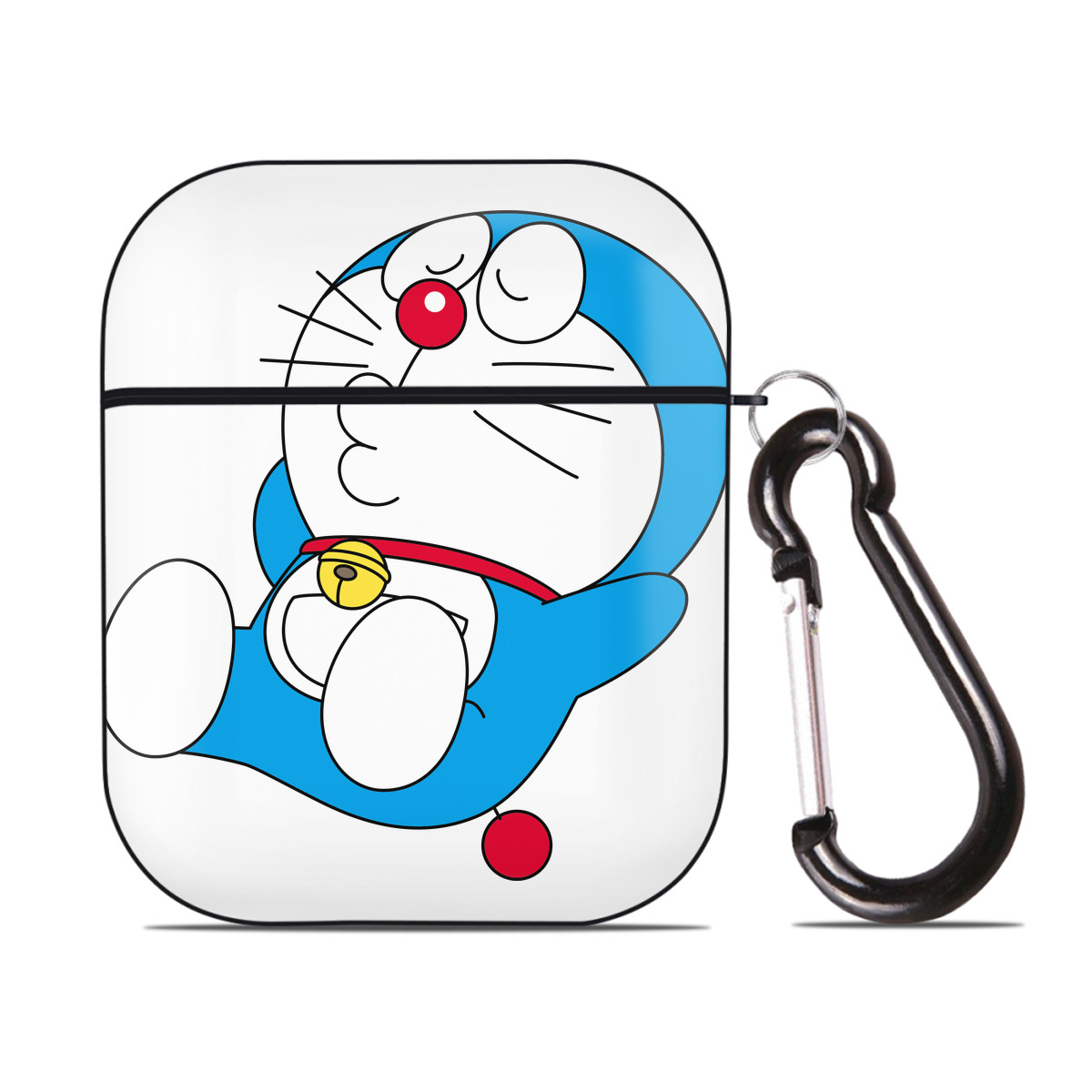 （画像用） ドラえもん Doraemon AirPods 第2世代保護ケース ハードシェル ブラック 耐衝撃・防指紋・カラビナ付き