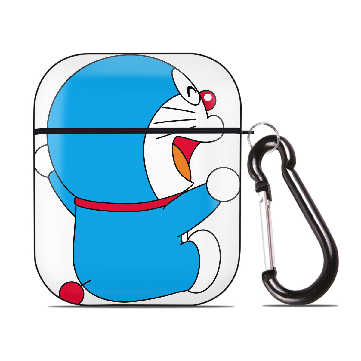 （画像用） ドラえもん Doraemon AirPods 第2世代保護ケース ハードシェル ブラック 耐衝撃・防指紋・カラビナ付き