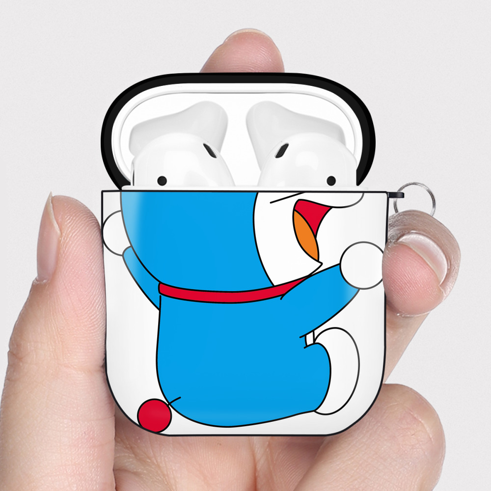 （画像用） ドラえもん Doraemon AirPods 第2世代保護ケース ハードシェル ブラック 耐衝撃・防指紋・カラビナ付き