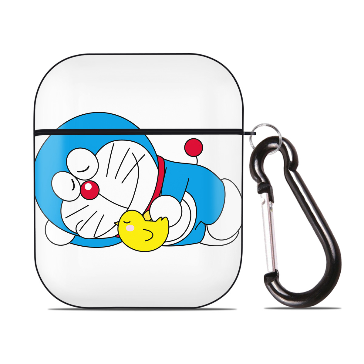 （画像用） ドラえもん Doraemon AirPods 第2世代保護ケース ハードシェル ブラック 耐衝撃・防指紋・カラビナ付き