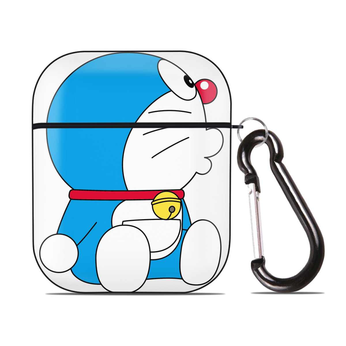 （画像用） ドラえもん Doraemon AirPods 第2世代保護ケース ハードシェル ブラック 耐衝撃・防指紋・カラビナ付き