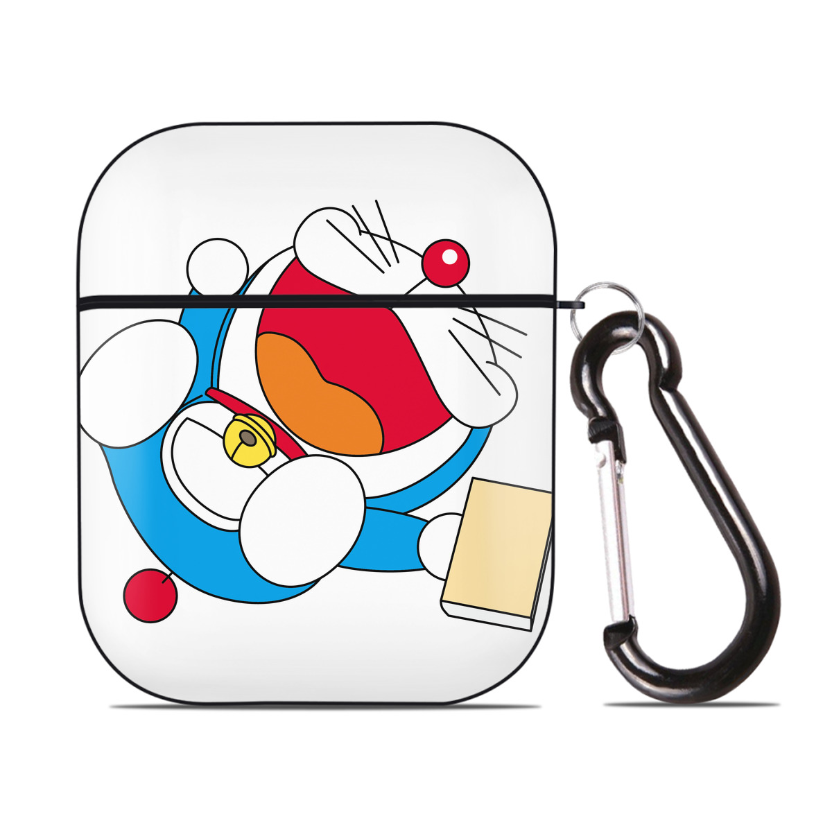 （画像用） ドラえもん Doraemon AirPods 第2世代保護ケース ハードシェル ブラック 耐衝撃・防指紋・カラビナ付き