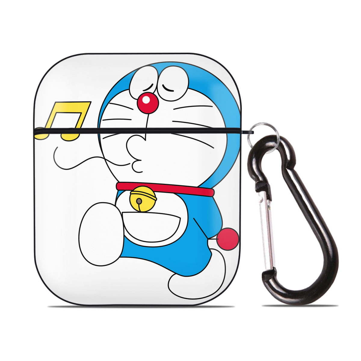 （画像用） ドラえもん Doraemon AirPods 第2世代保護ケース ハードシェル ブラック 耐衝撃・防指紋・カラビナ付き