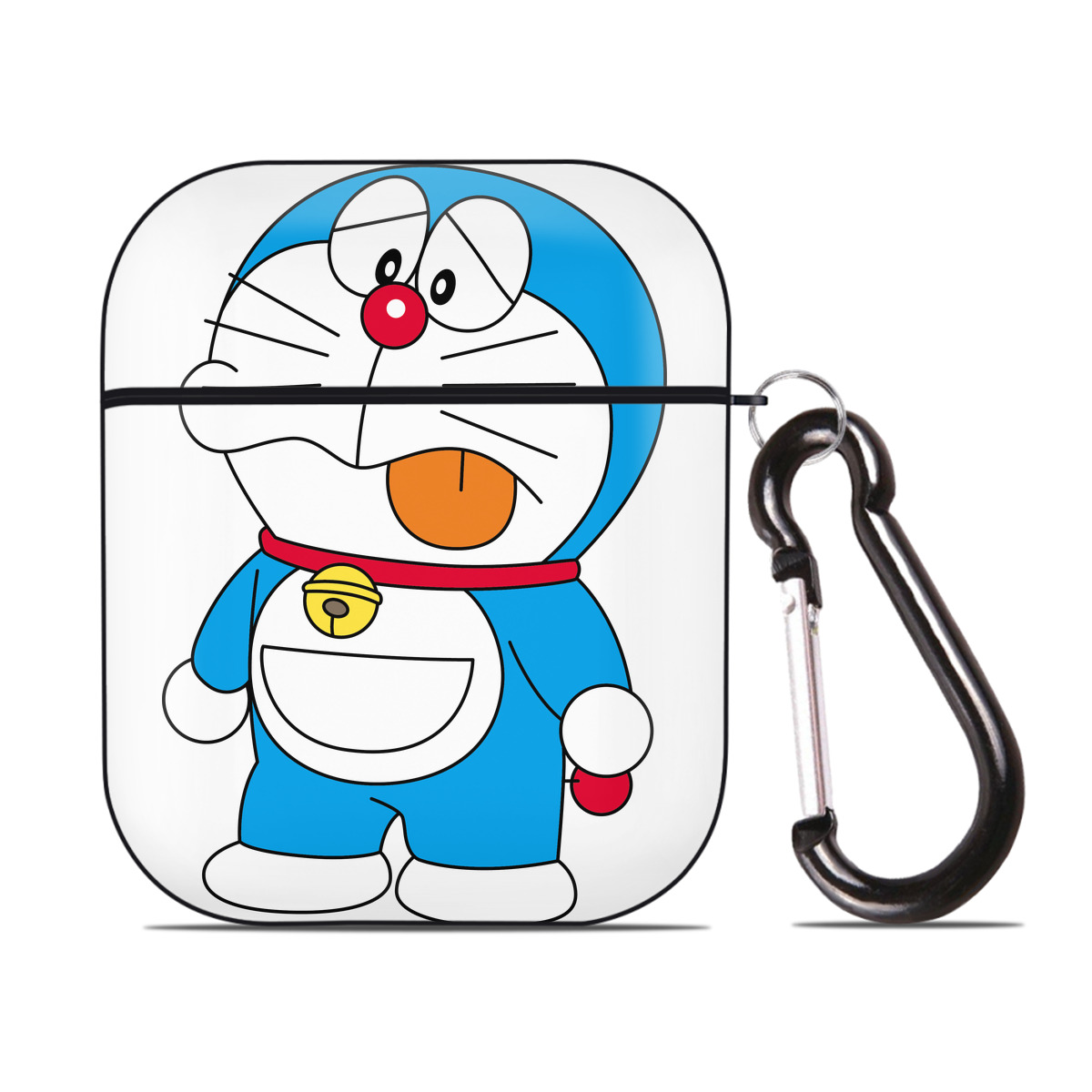 （画像用） ドラえもん Doraemon AirPods 第2世代保護ケース ハードシェル ブラック 耐衝撃・防指紋・カラビナ付き