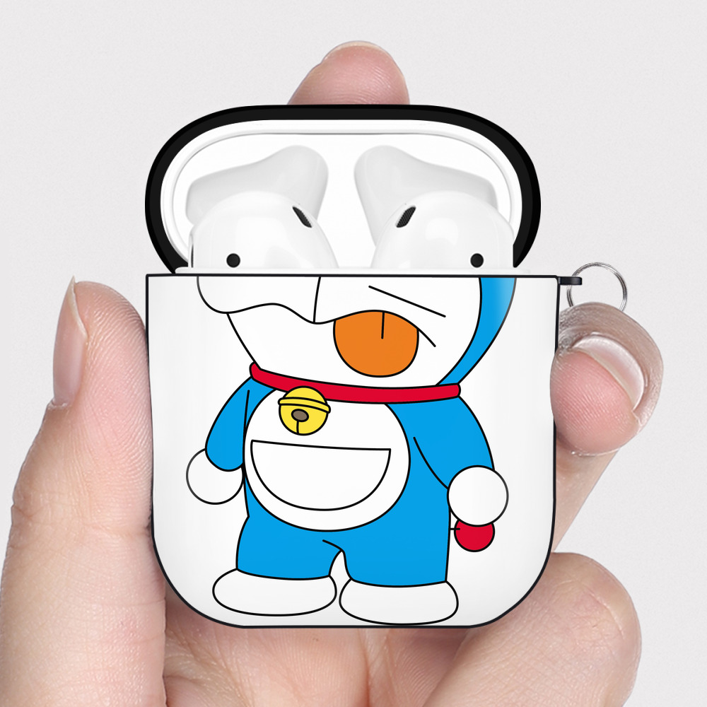 （画像用） ドラえもん Doraemon AirPods 第2世代保護ケース ハードシェル ブラック 耐衝撃・防指紋・カラビナ付き