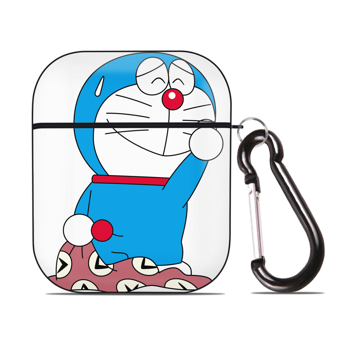 （画像用） ドラえもん Doraemon AirPods 第2世代保護ケース ハードシェル ブラック 耐衝撃・防指紋・カラビナ付き