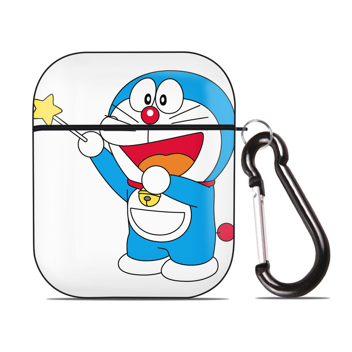 （画像用） ドラえもん Doraemon AirPods 第2世代保護ケース ハードシェル ブラック 耐衝撃・防指紋・カラビナ付き