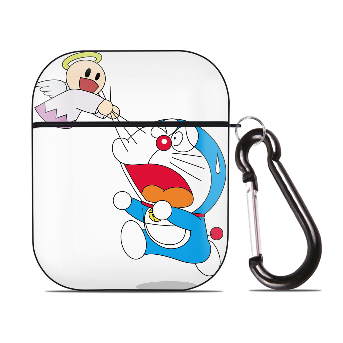 （画像用） ドラえもん Doraemon AirPods 第2世代保護ケース ハードシェル ブラック 耐衝撃・防指紋・カラビナ付き