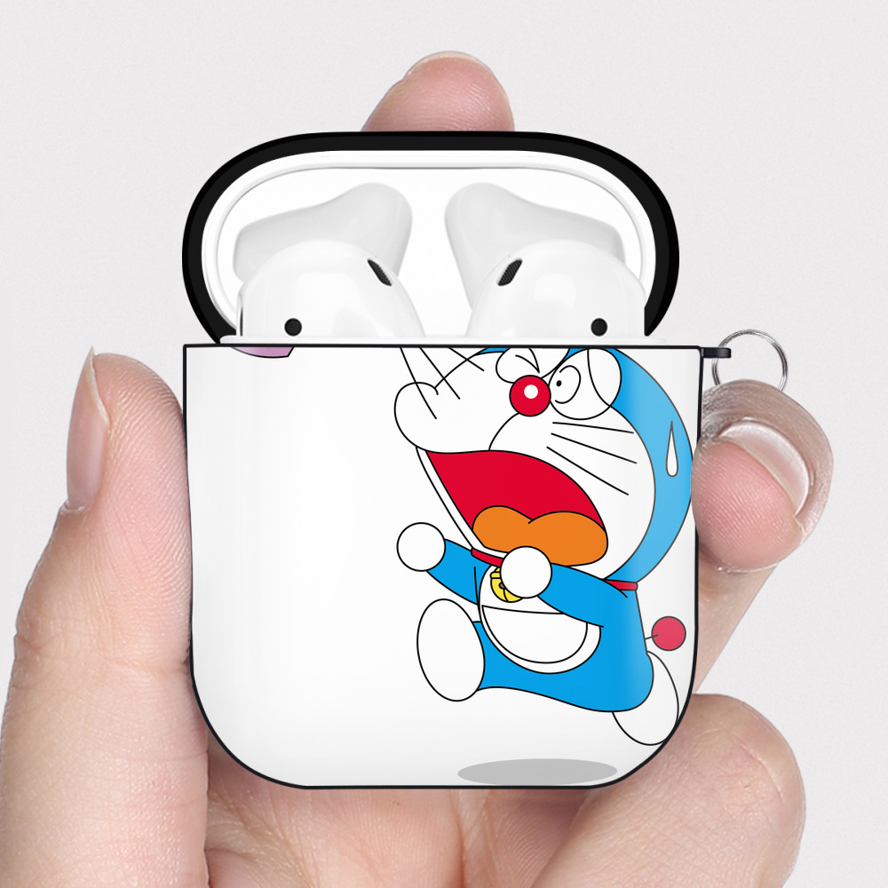 （画像用） ドラえもん Doraemon AirPods 第2世代保護ケース ハードシェル ブラック 耐衝撃・防指紋・カラビナ付き