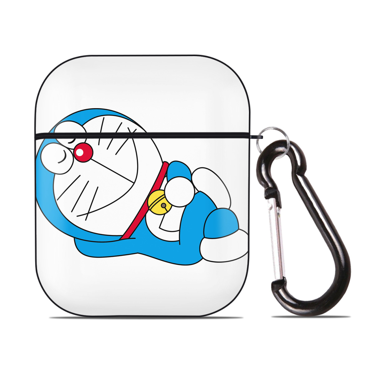 （画像用） ドラえもん Doraemon AirPods 第2世代保護ケース ハードシェル ブラック 耐衝撃・防指紋・カラビナ付き