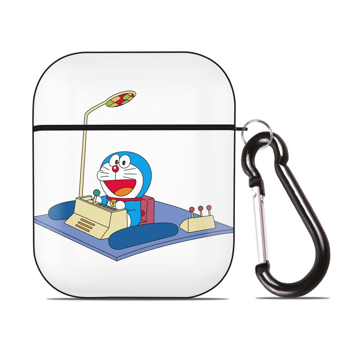 （画像用） ドラえもん Doraemon AirPods 第2世代保護ケース ハードシェル ブラック 耐衝撃・防指紋・カラビナ付き