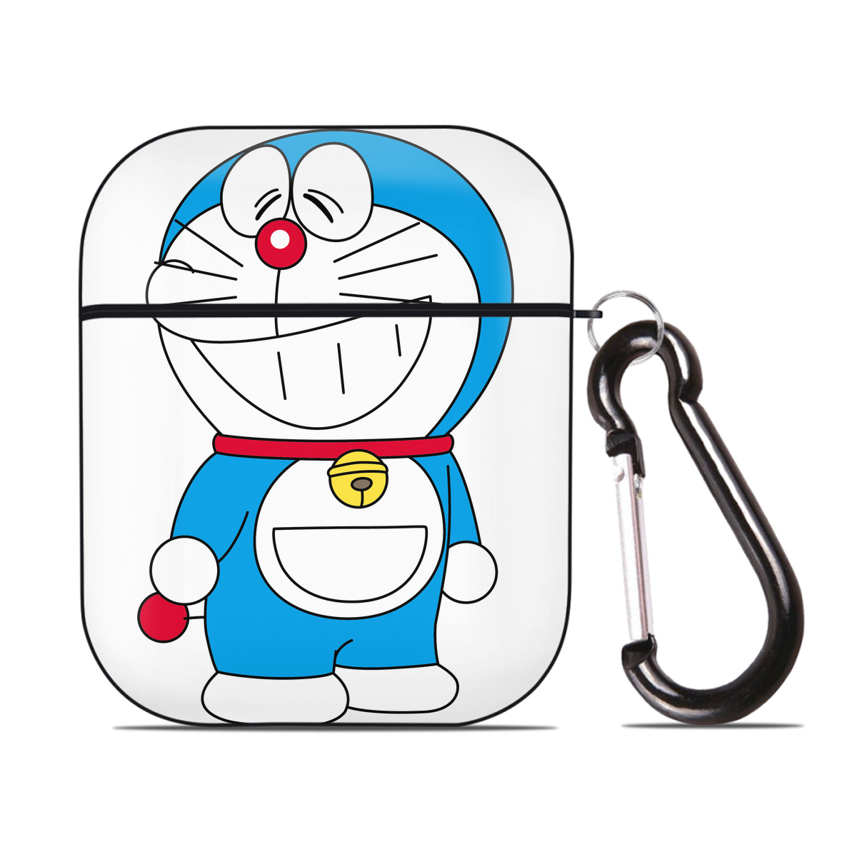 （画像用） ドラえもん Doraemon AirPods 第2世代保護ケース ハードシェル ブラック 耐衝撃・防指紋・カラビナ付き