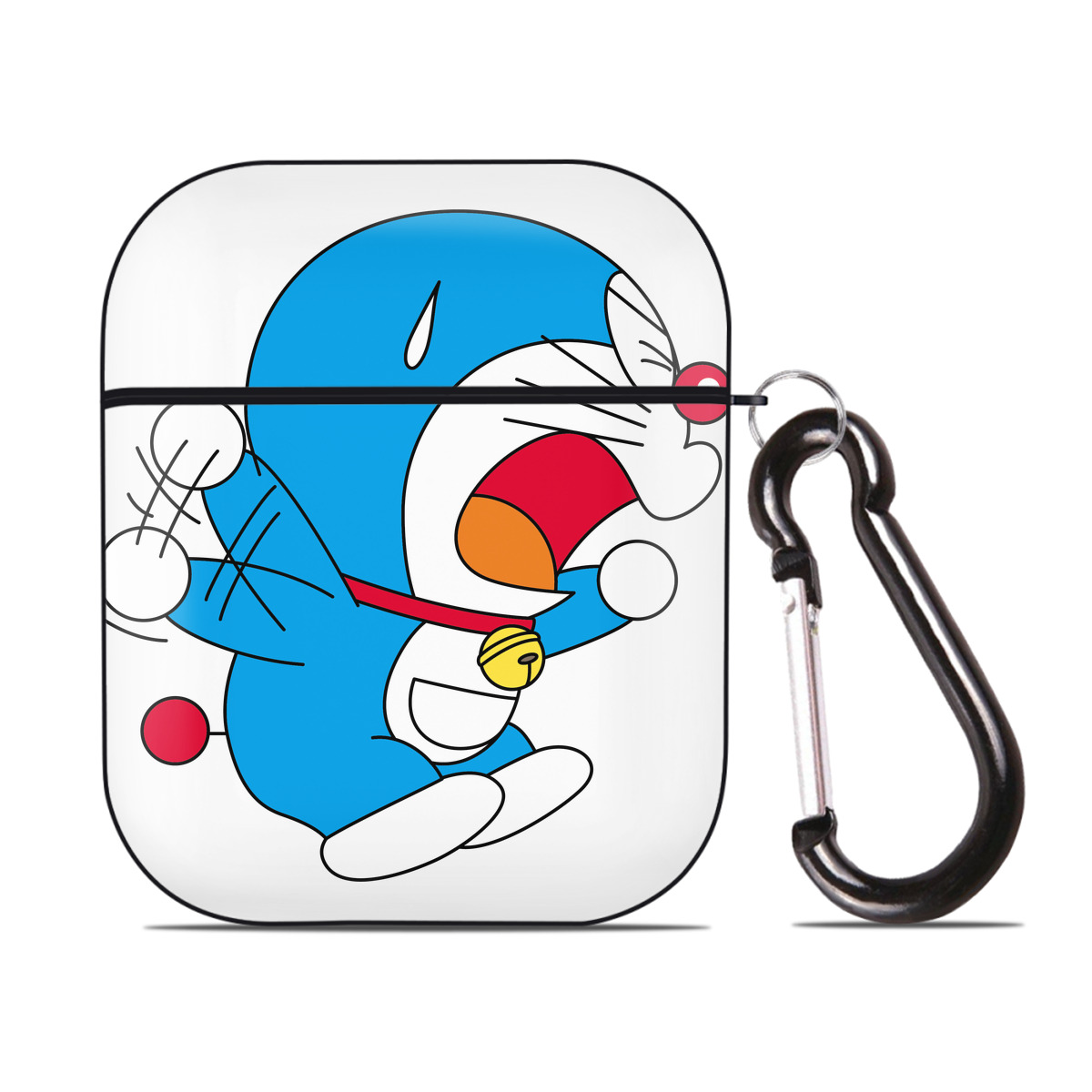 （画像用） ドラえもん Doraemon AirPods 第2世代保護ケース ハードシェル ブラック 耐衝撃・防指紋・カラビナ付き