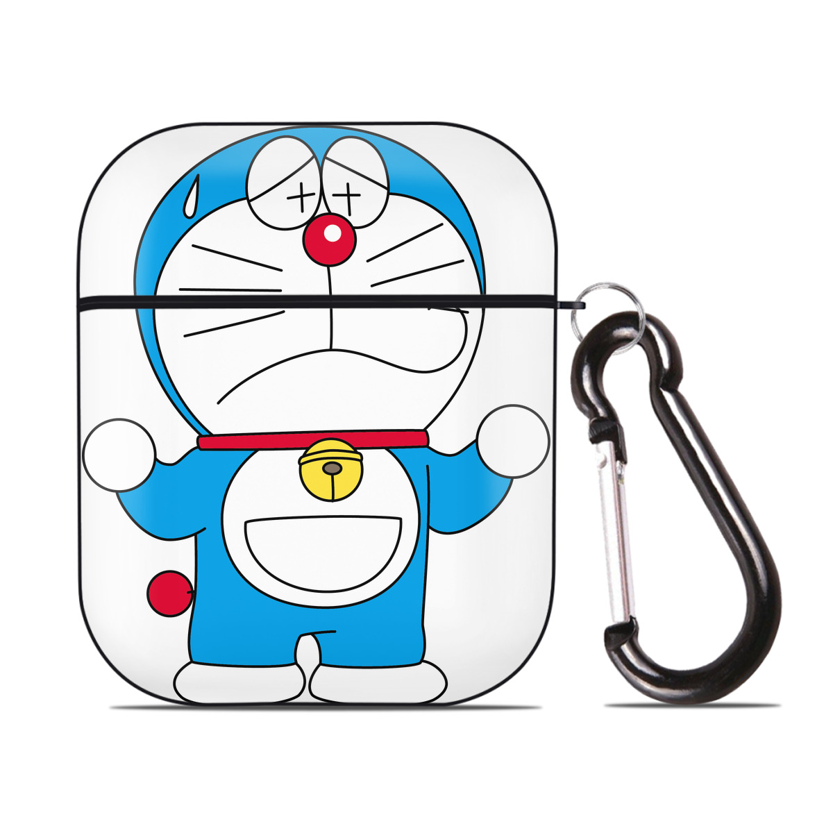 （画像用） ドラえもん Doraemon AirPods 第2世代保護ケース ハードシェル ブラック 耐衝撃・防指紋・カラビナ付き