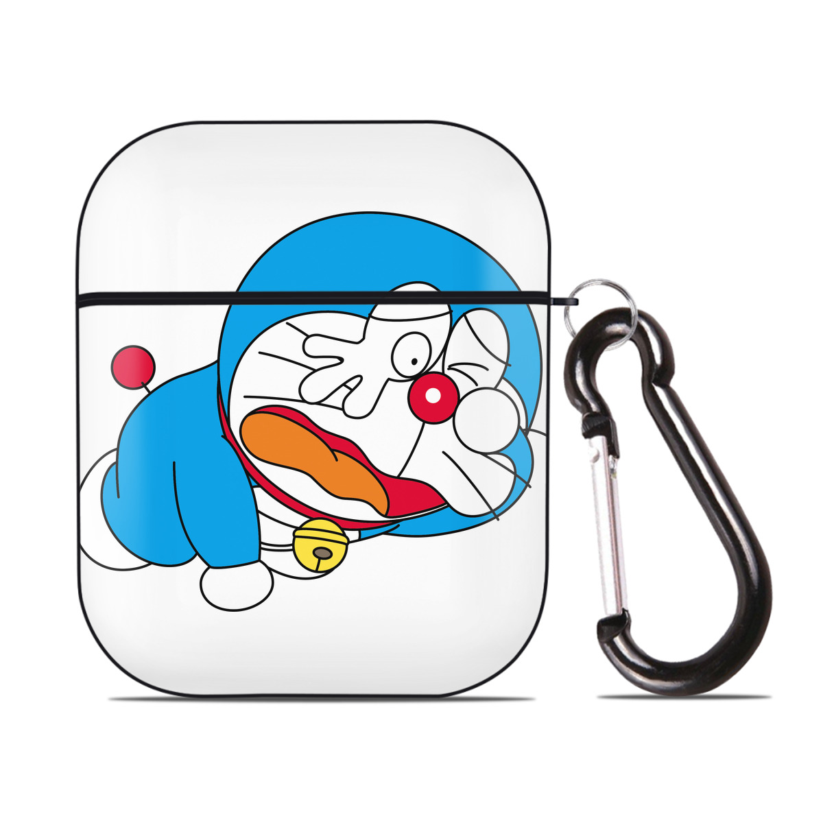 （画像用） ドラえもん Doraemon AirPods 第2世代保護ケース ハードシェル ブラック 耐衝撃・防指紋・カラビナ付き