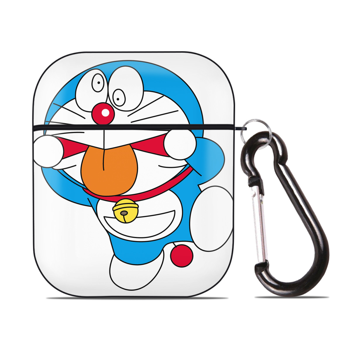 （画像用） ドラえもん Doraemon AirPods 第2世代保護ケース ハードシェル ブラック 耐衝撃・防指紋・カラビナ付き