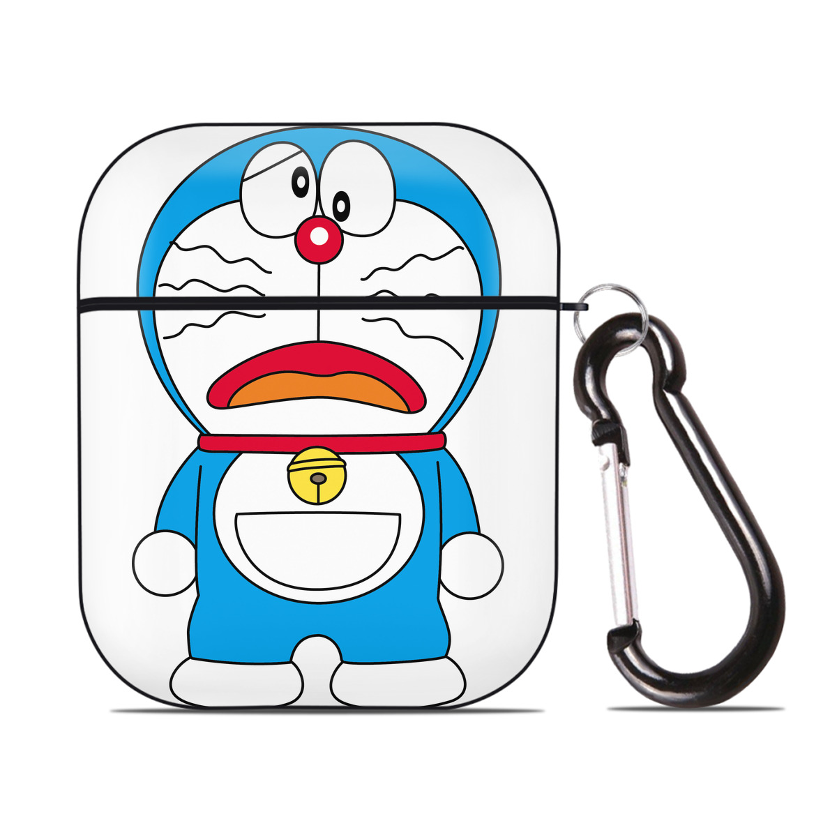 （画像用） ドラえもん Doraemon AirPods 第2世代保護ケース ハードシェル ブラック 耐衝撃・防指紋・カラビナ付き