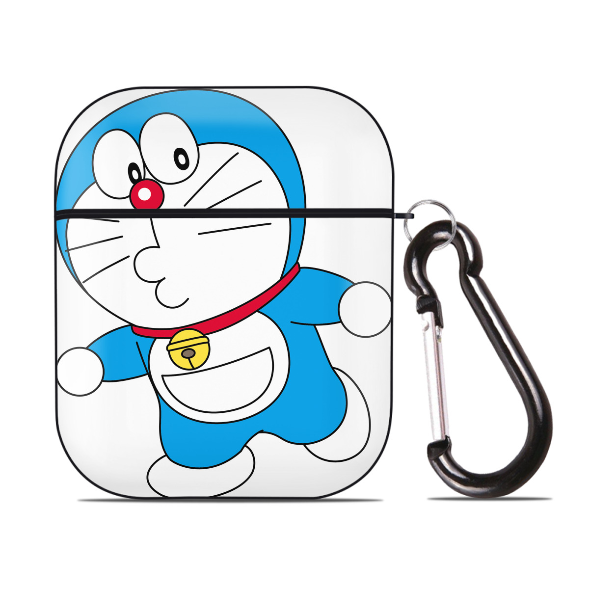 （画像用） ドラえもん Doraemon AirPods 第2世代保護ケース ハードシェル ブラック 耐衝撃・防指紋・カラビナ付き