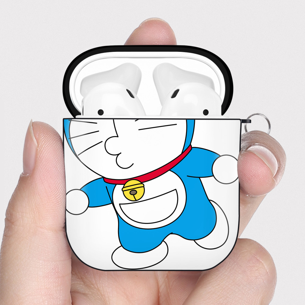 （画像用） ドラえもん Doraemon AirPods 第2世代保護ケース ハードシェル ブラック 耐衝撃・防指紋・カラビナ付き