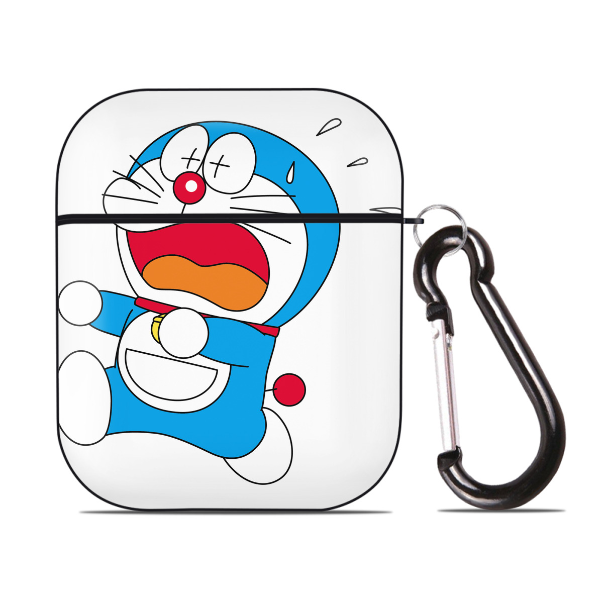 （画像用） ドラえもん Doraemon AirPods 第2世代保護ケース ハードシェル ブラック 耐衝撃・防指紋・カラビナ付き