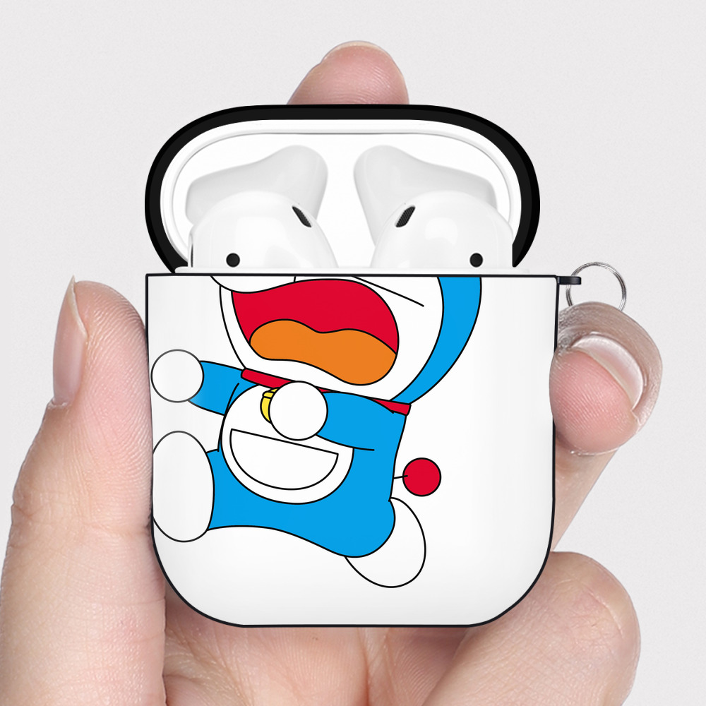 （画像用） ドラえもん Doraemon AirPods 第2世代保護ケース ハードシェル ブラック 耐衝撃・防指紋・カラビナ付き