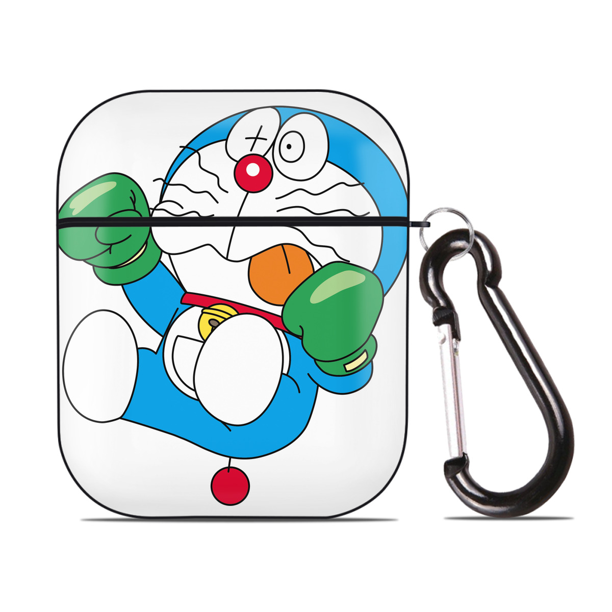 （画像用） ドラえもん Doraemon AirPods 第2世代保護ケース ハードシェル ブラック 耐衝撃・防指紋・カラビナ付き