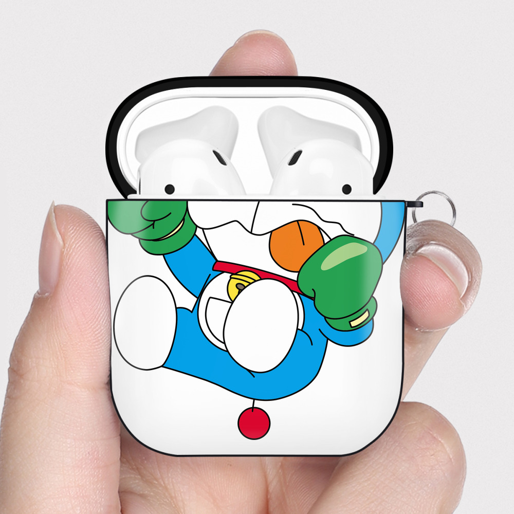 （画像用） ドラえもん Doraemon AirPods 第2世代保護ケース ハードシェル ブラック 耐衝撃・防指紋・カラビナ付き