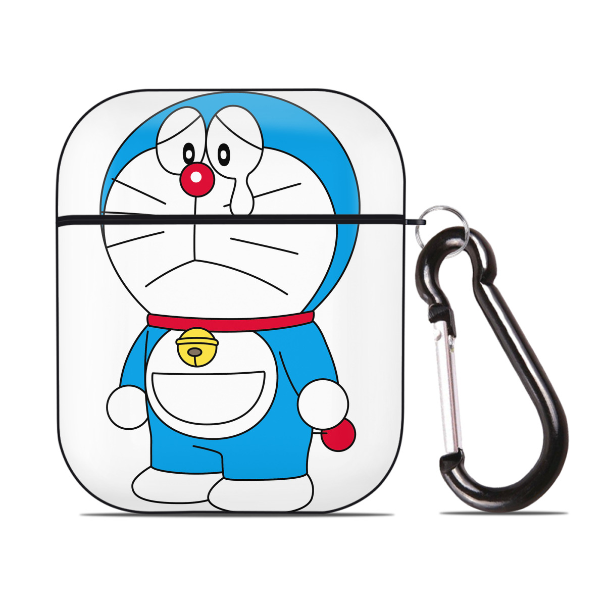 （画像用） ドラえもん Doraemon AirPods 第2世代保護ケース ハードシェル ブラック 耐衝撃・防指紋・カラビナ付き