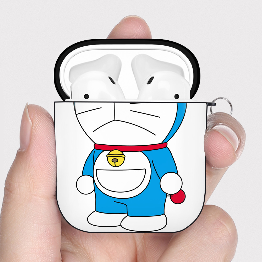 （画像用） ドラえもん Doraemon AirPods 第2世代保護ケース ハードシェル ブラック 耐衝撃・防指紋・カラビナ付き