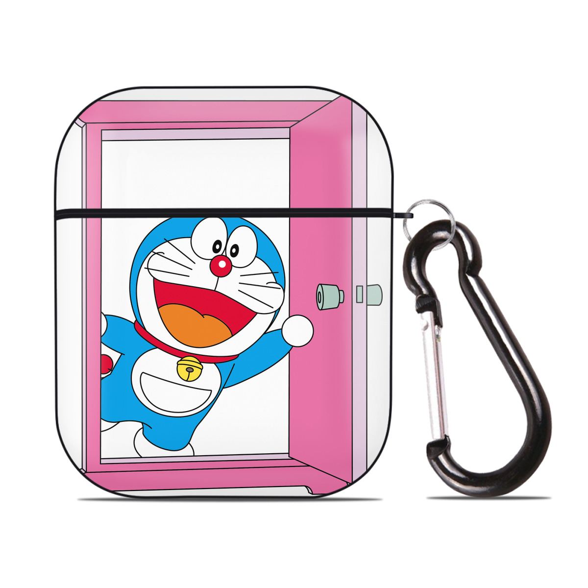 （画像用） ドラえもん Doraemon AirPods 第2世代保護ケース ハードシェル ブラック 耐衝撃・防指紋・カラビナ付き