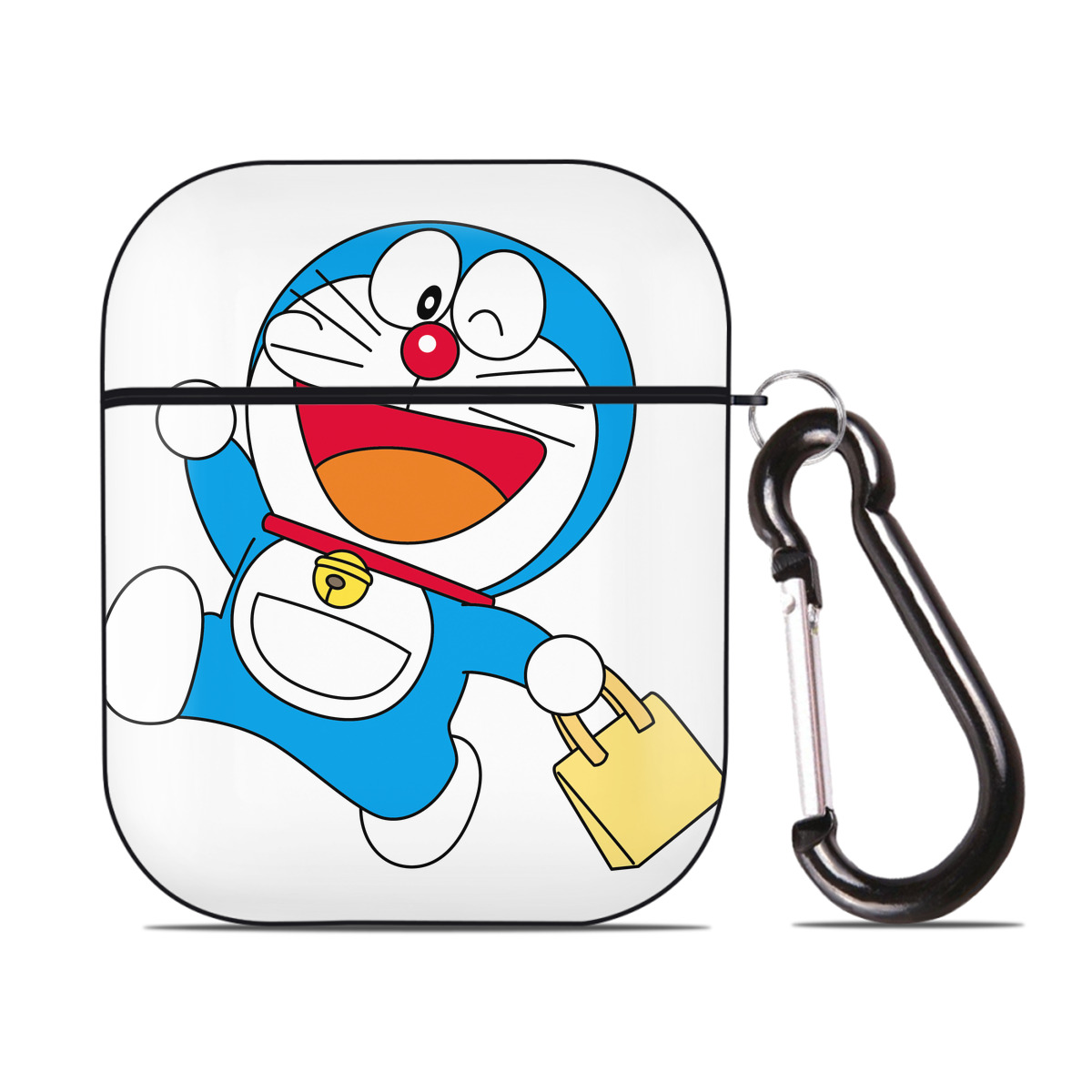 （画像用） ドラえもん Doraemon AirPods 第2世代保護ケース ハードシェル ブラック 耐衝撃・防指紋・カラビナ付き