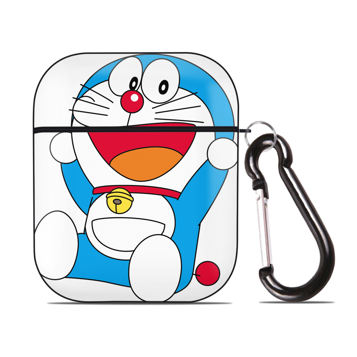 （画像用） ドラえもん Doraemon AirPods 第2世代保護ケース ハードシェル ブラック 耐衝撃・防指紋・カラビナ付き