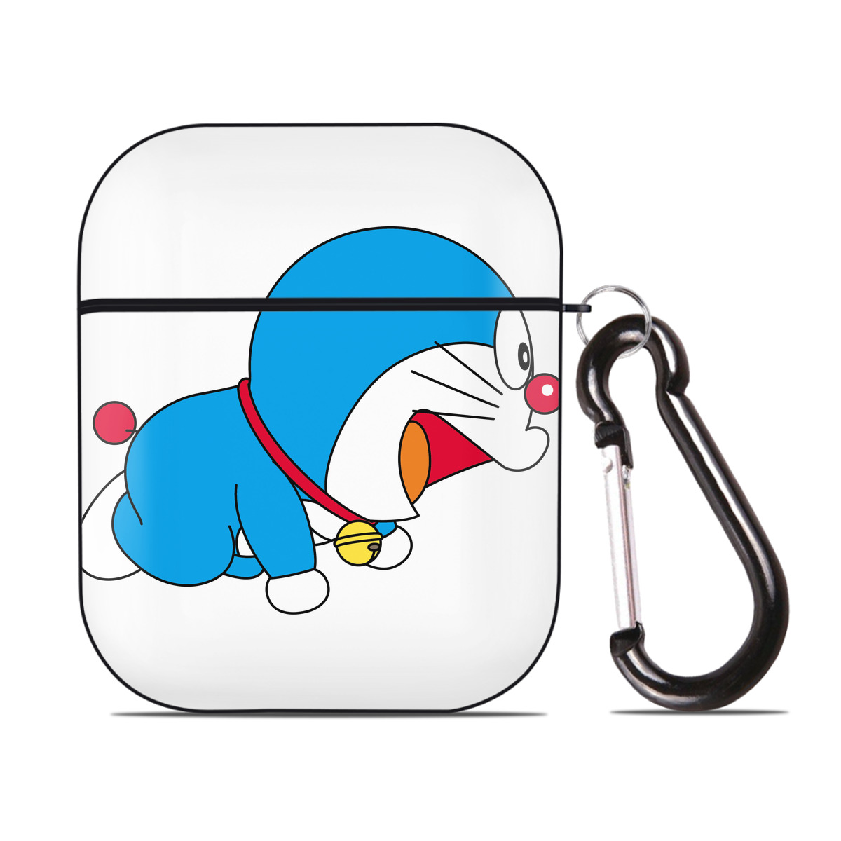 （画像用） ドラえもん Doraemon AirPods 第2世代保護ケース ハードシェル ブラック 耐衝撃・防指紋・カラビナ付き