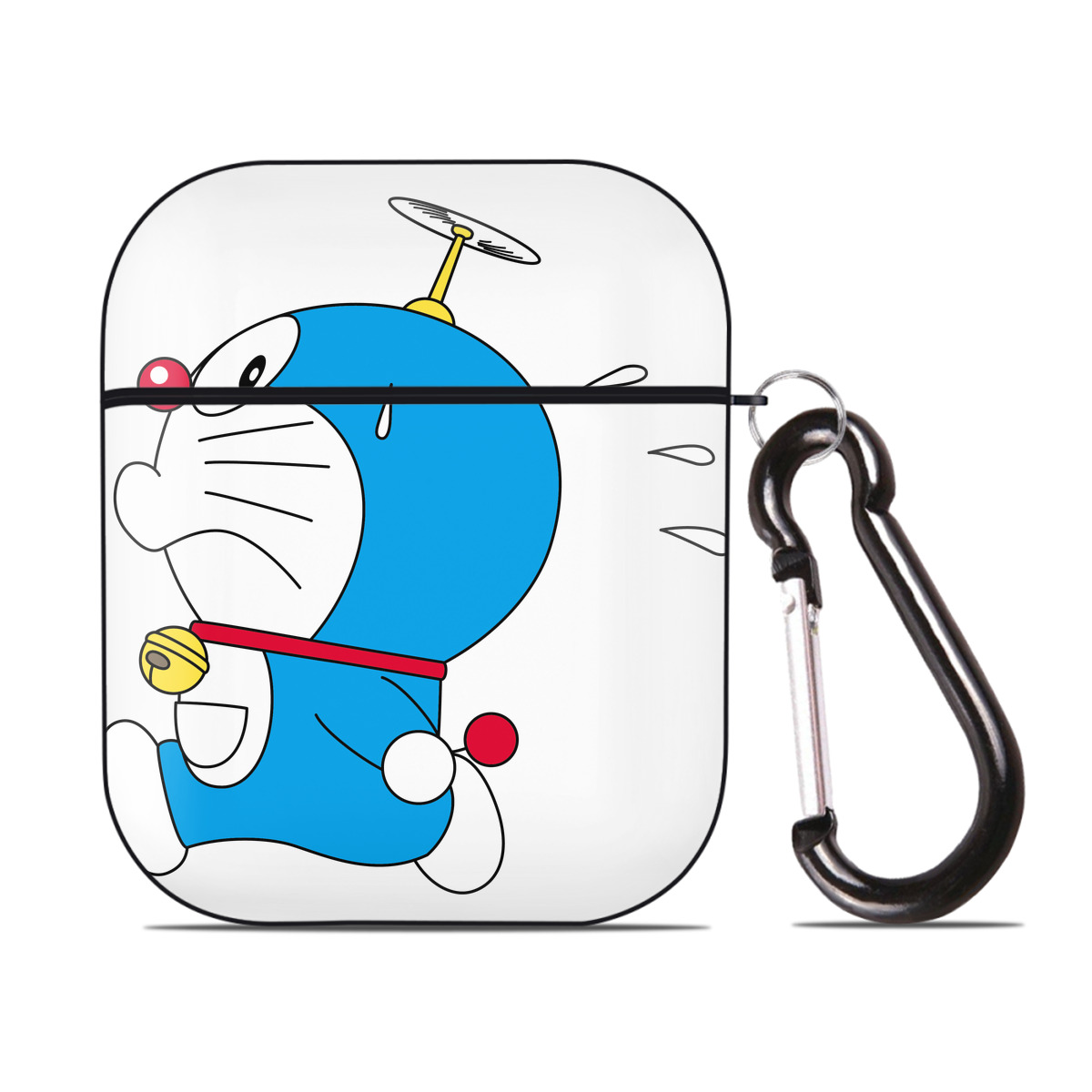 （画像用） ドラえもん Doraemon AirPods 第2世代保護ケース ハードシェル ブラック 耐衝撃・防指紋・カラビナ付き