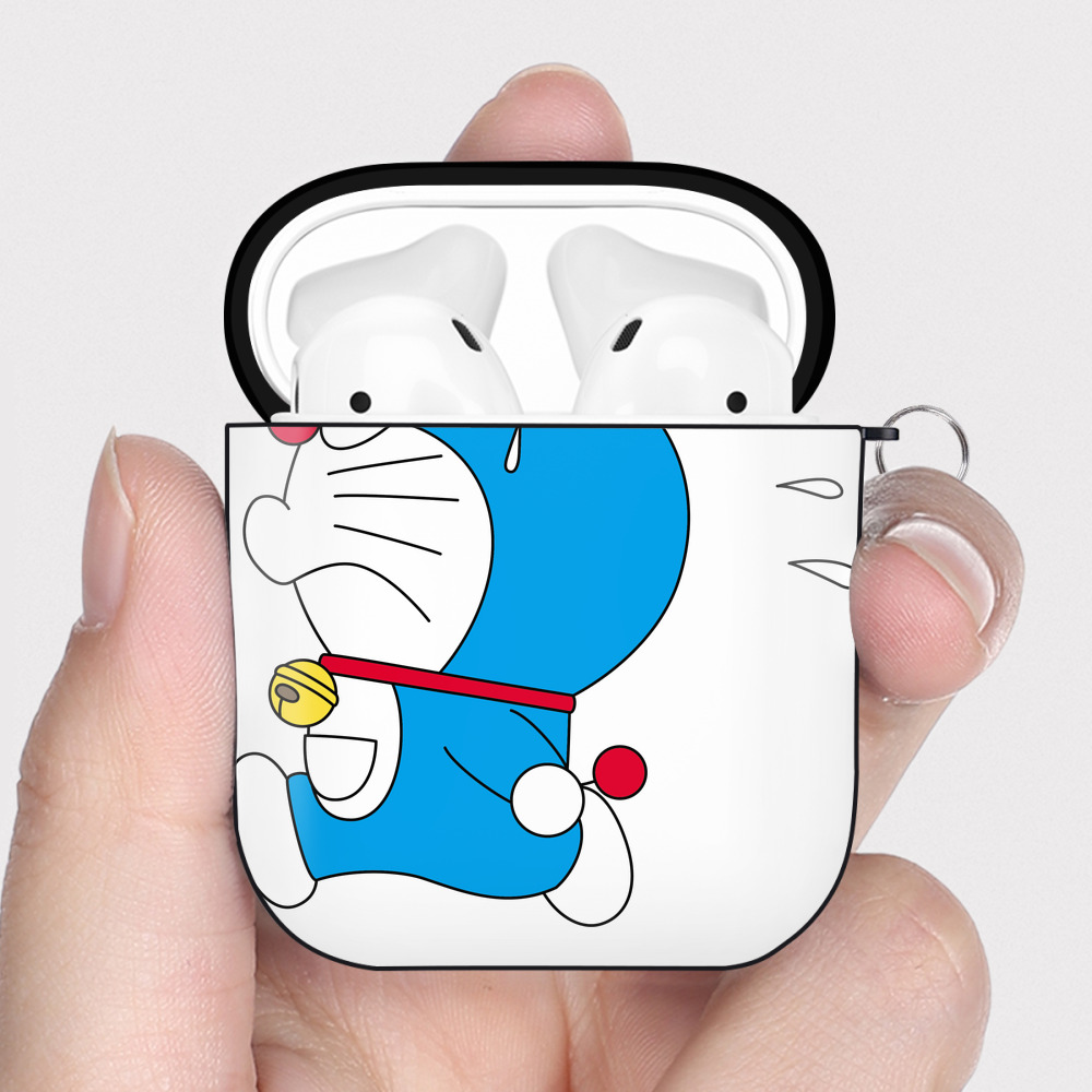 （画像用） ドラえもん Doraemon AirPods 第2世代保護ケース ハードシェル ブラック 耐衝撃・防指紋・カラビナ付き