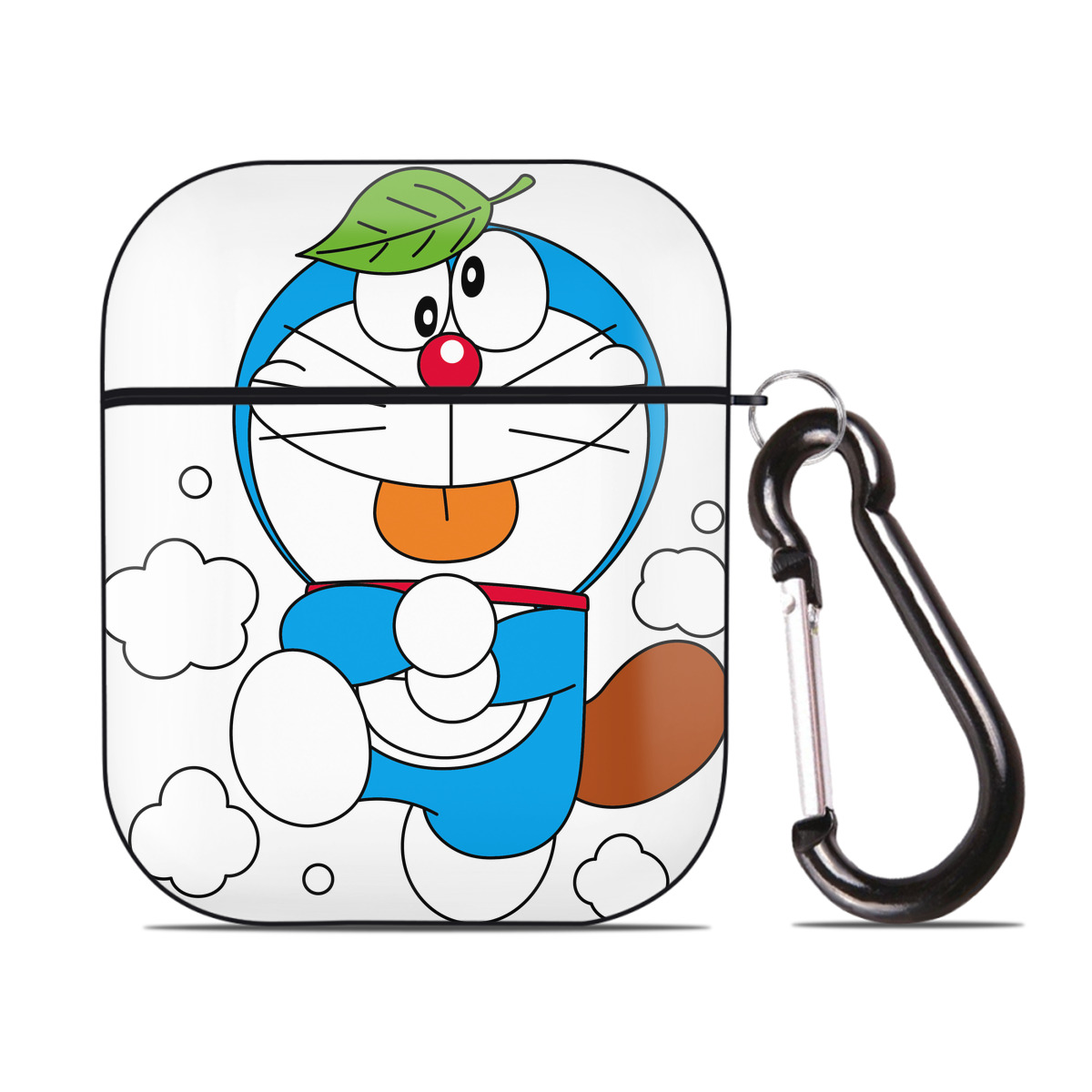 （画像用） ドラえもん Doraemon AirPods 第2世代保護ケース ハードシェル ブラック 耐衝撃・防指紋・カラビナ付き