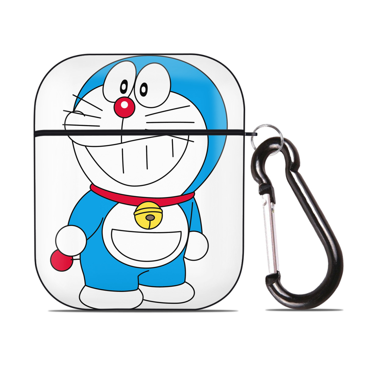 （画像用） ドラえもん Doraemon AirPods 第2世代保護ケース ハードシェル ブラック 耐衝撃・防指紋・カラビナ付き