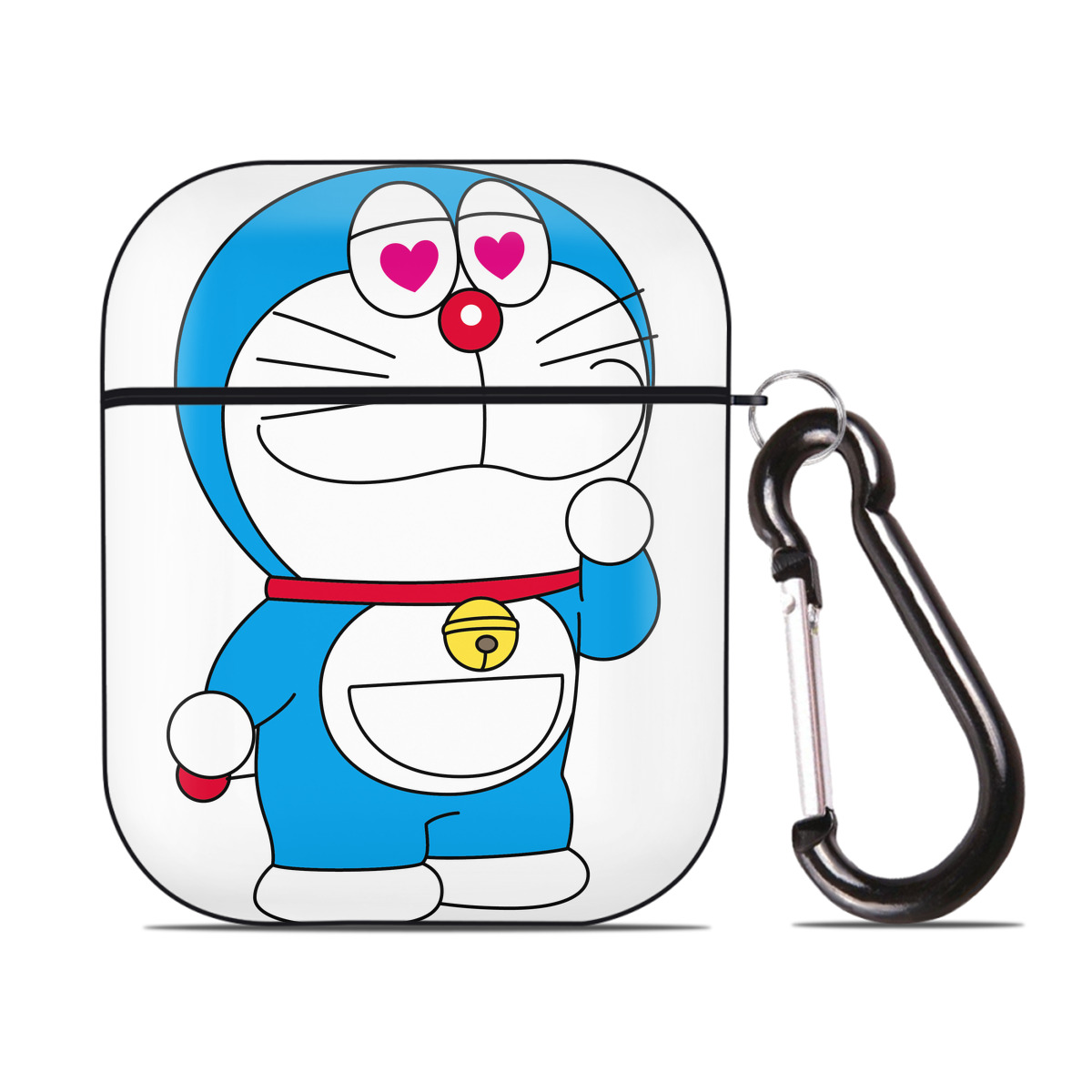 （画像用） ドラえもん Doraemon AirPods 第2世代保護ケース ハードシェル ブラック 耐衝撃・防指紋・カラビナ付き