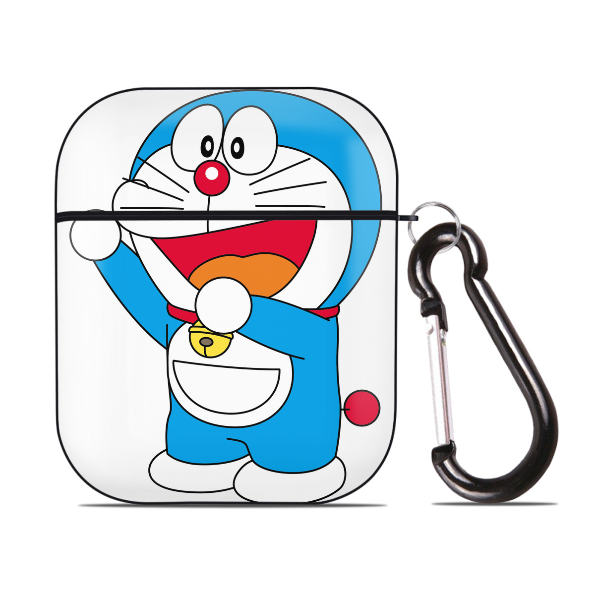 （画像用） ドラえもん Doraemon AirPods 第2世代保護ケース ハードシェル ブラック 耐衝撃・防指紋・カラビナ付き