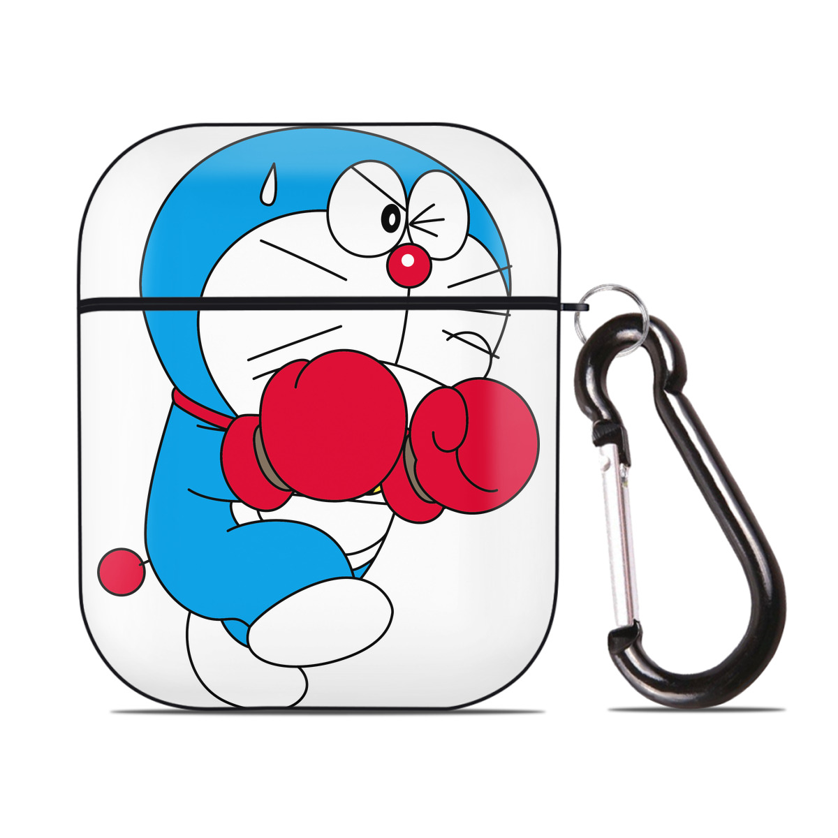 （画像用） ドラえもん Doraemon AirPods 第2世代保護ケース ハードシェル ブラック 耐衝撃・防指紋・カラビナ付き