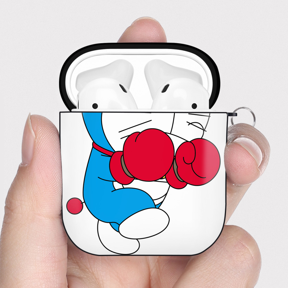 （画像用） ドラえもん Doraemon AirPods 第2世代保護ケース ハードシェル ブラック 耐衝撃・防指紋・カラビナ付き