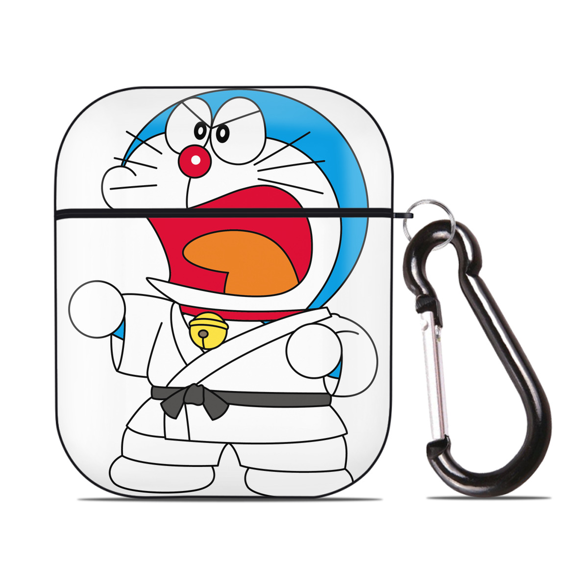 （画像用） ドラえもん Doraemon AirPods 第2世代保護ケース ハードシェル ブラック 耐衝撃・防指紋・カラビナ付き