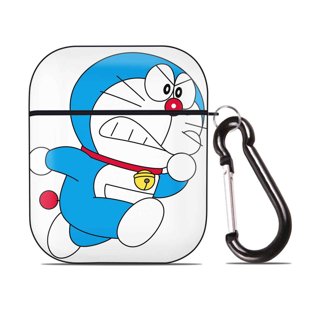 （画像用） ドラえもん Doraemon AirPods 第2世代保護ケース ハードシェル ブラック 耐衝撃・防指紋・カラビナ付き