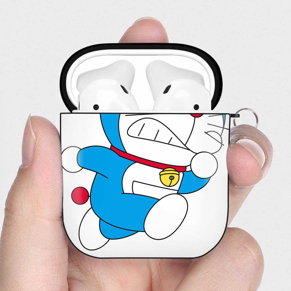 （画像用） ドラえもん Doraemon AirPods 第2世代保護ケース ハードシェル ブラック 耐衝撃・防指紋・カラビナ付き