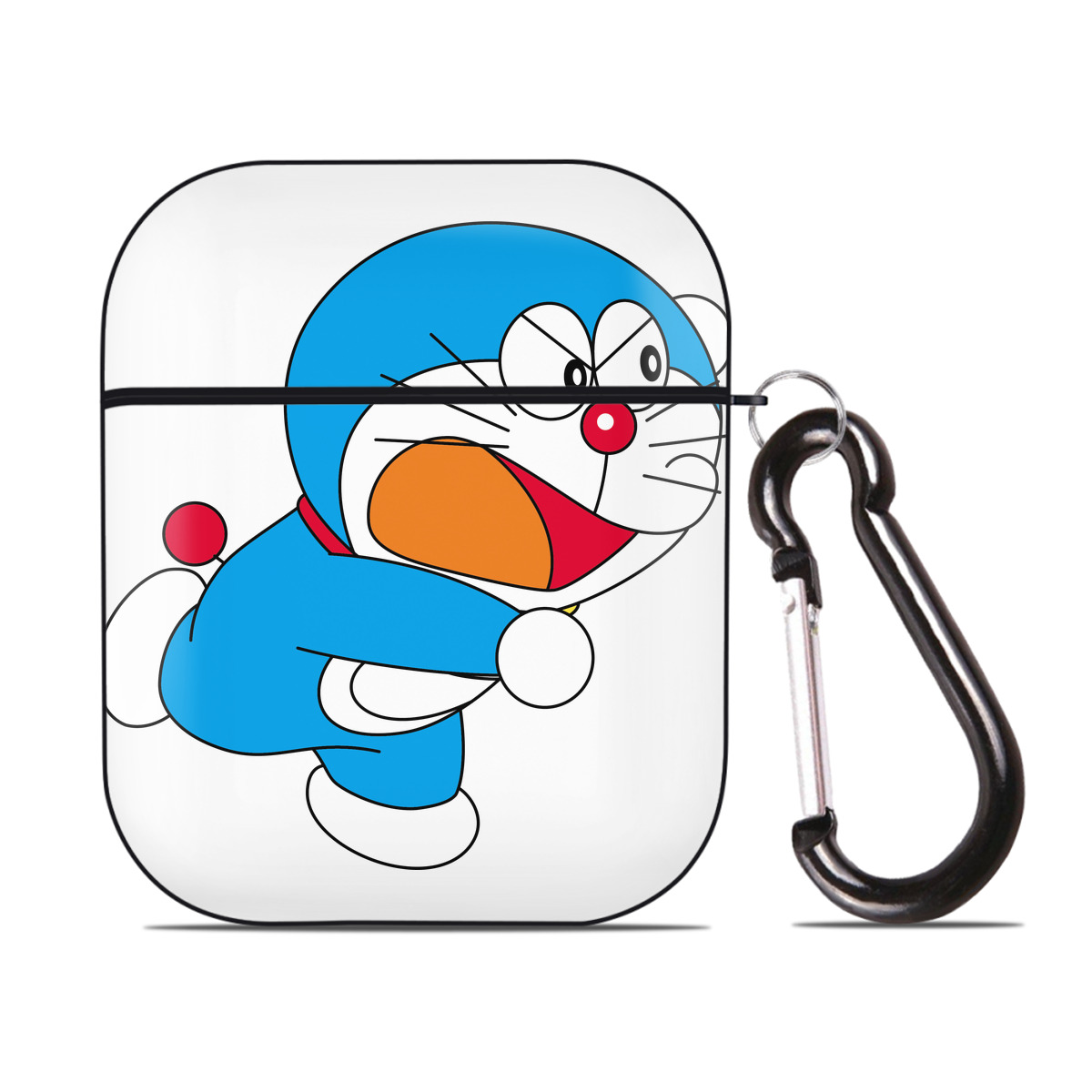 （画像用） ドラえもん Doraemon AirPods 第2世代保護ケース ハードシェル ブラック 耐衝撃・防指紋・カラビナ付き