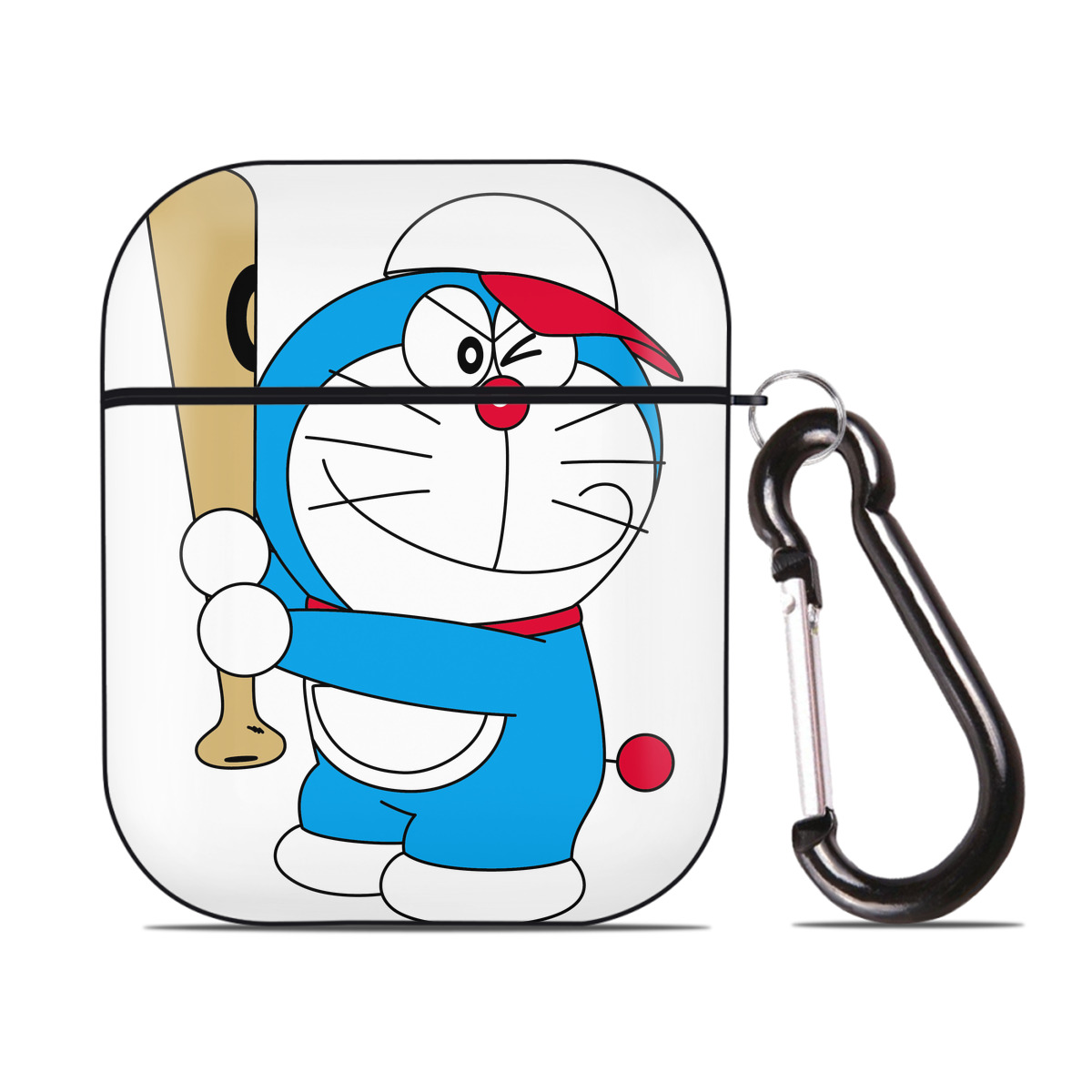 （画像用） ドラえもん Doraemon AirPods 第2世代保護ケース ハードシェル ブラック 耐衝撃・防指紋・カラビナ付き
