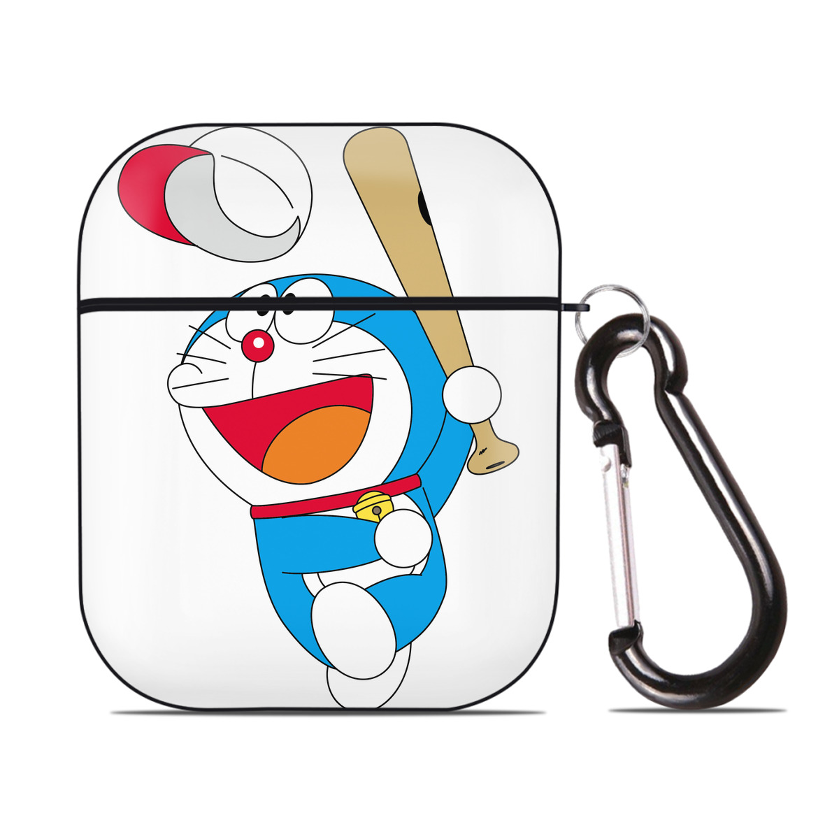 （画像用） ドラえもん Doraemon AirPods 第2世代保護ケース ハードシェル ブラック 耐衝撃・防指紋・カラビナ付き