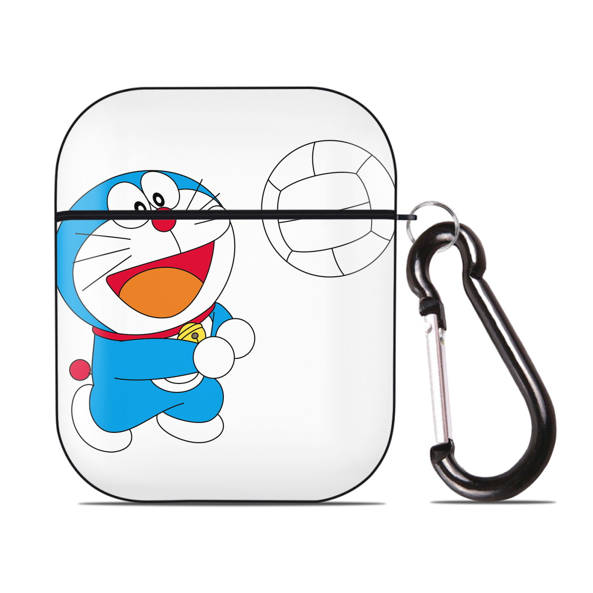 （画像用） ドラえもん Doraemon AirPods 第2世代保護ケース ハードシェル ブラック 耐衝撃・防指紋・カラビナ付き