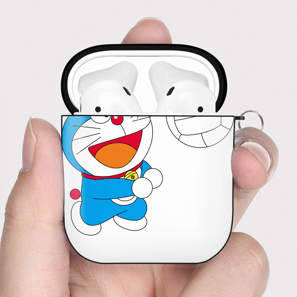 （画像用） ドラえもん Doraemon AirPods 第2世代保護ケース ハードシェル ブラック 耐衝撃・防指紋・カラビナ付き