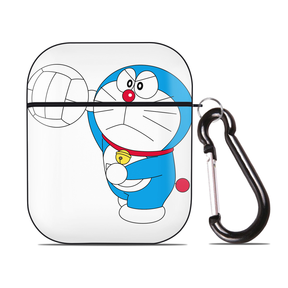 （画像用） ドラえもん Doraemon AirPods 第2世代保護ケース ハードシェル ブラック 耐衝撃・防指紋・カラビナ付き